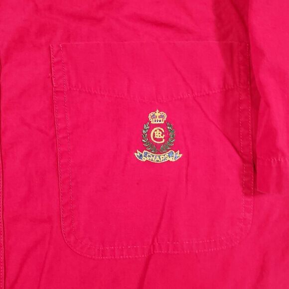 Chaps Ralph Lauren Shirt Mens Large Red Cotton Workwear Collared Button Down - Picture 5 of 7